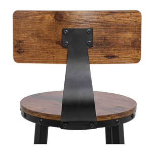 Shelby - Set di 2 sgabelli alti, sgabelli da bar con schienale in stile industriale, legno marrone
