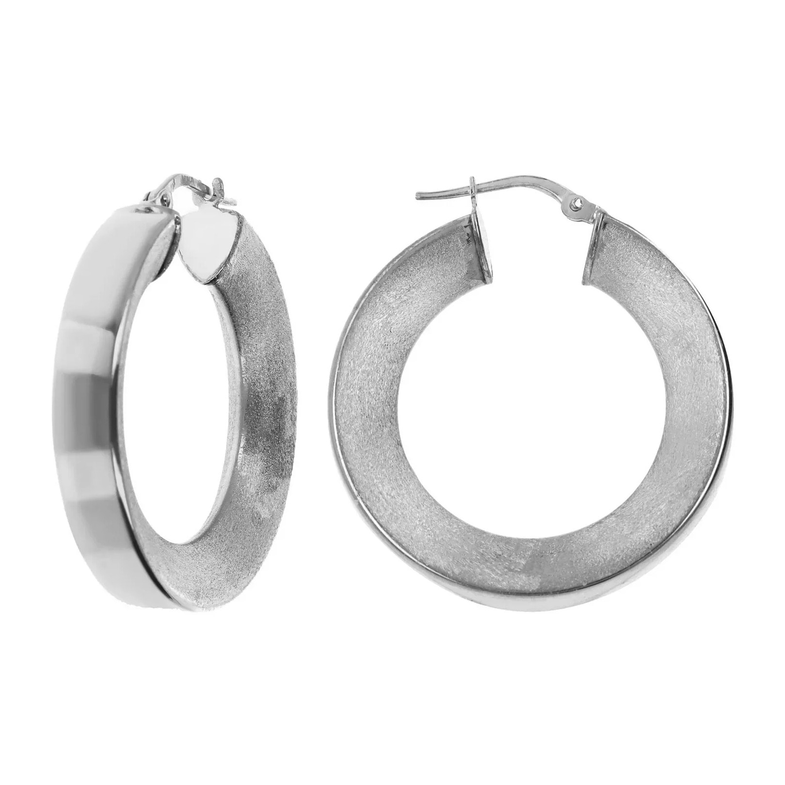 Orecchini a Cerchio Lucidi e Satinati placcati Oro Rosa 18Kt Diametro 3cm