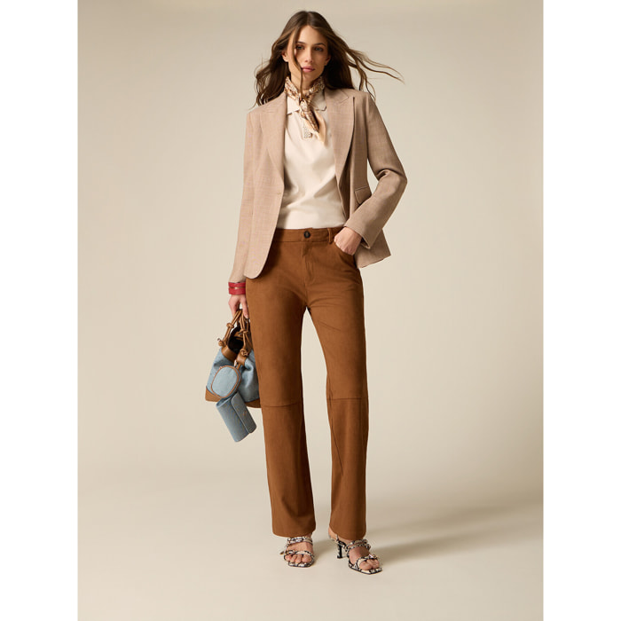 Oltre - Pantaloni flare in morbido tessuto - Marrone