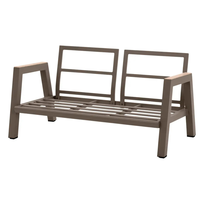 Canapé de jardin "Axiome" praline & beige 2 places en aluminium et polyester