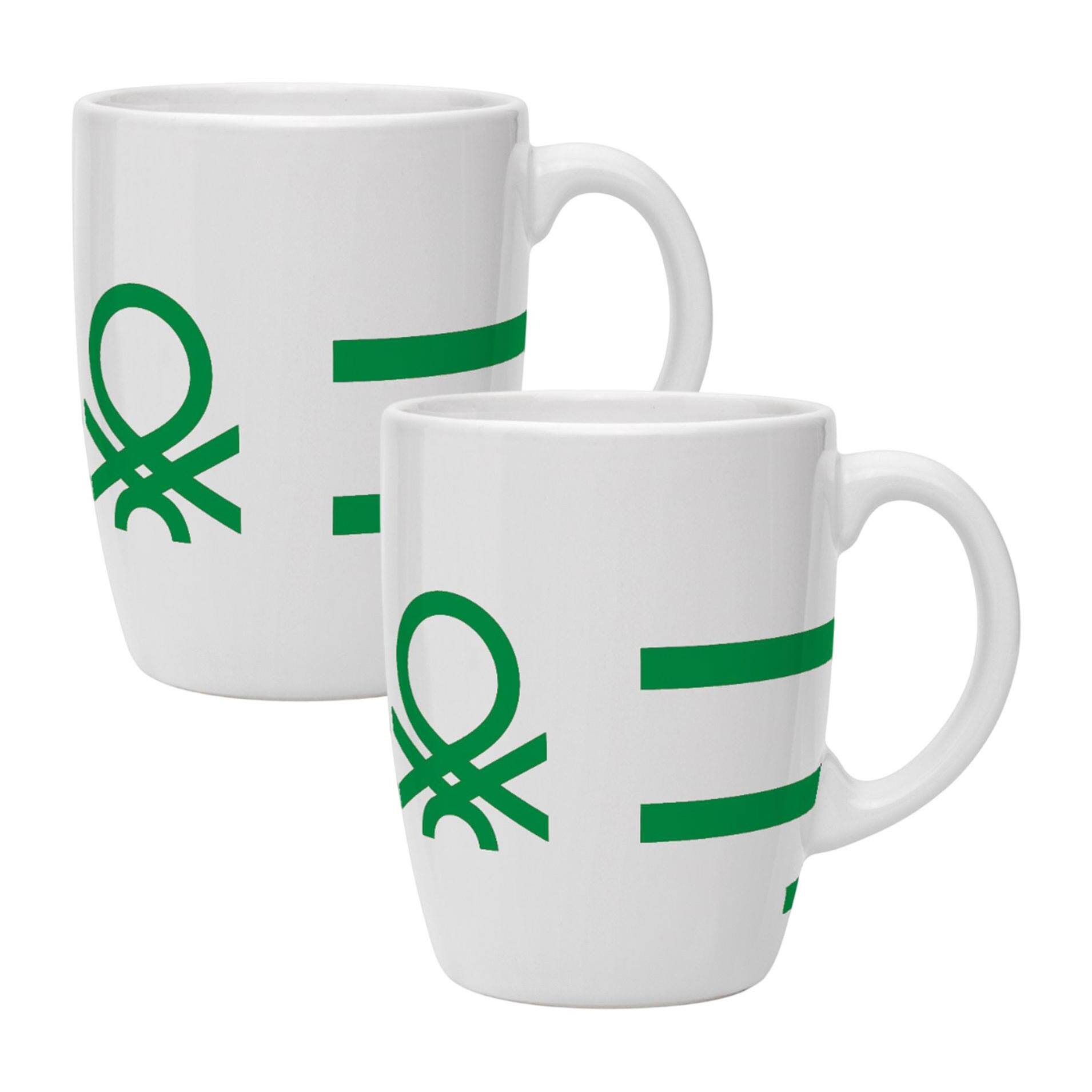 Set de 2 tazas de 350ml de porcelana con logo verde de benetton
