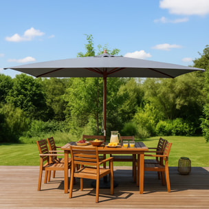 Parasol en bois rectangulaire toile grise PARMA