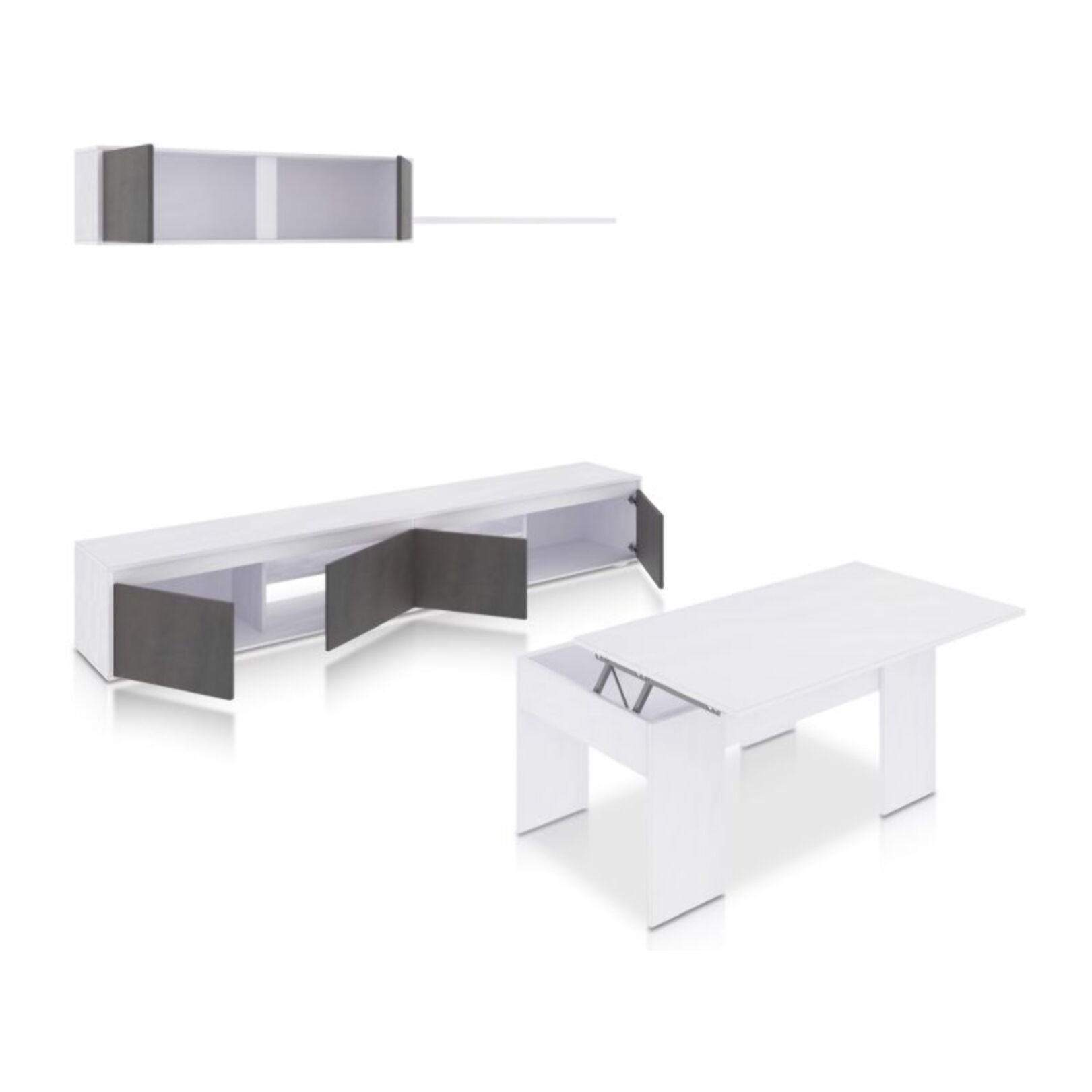 Pack salón con mesa de centro Arlet Plus V2 Blanco Artik (Blanco Mate) - Óxido