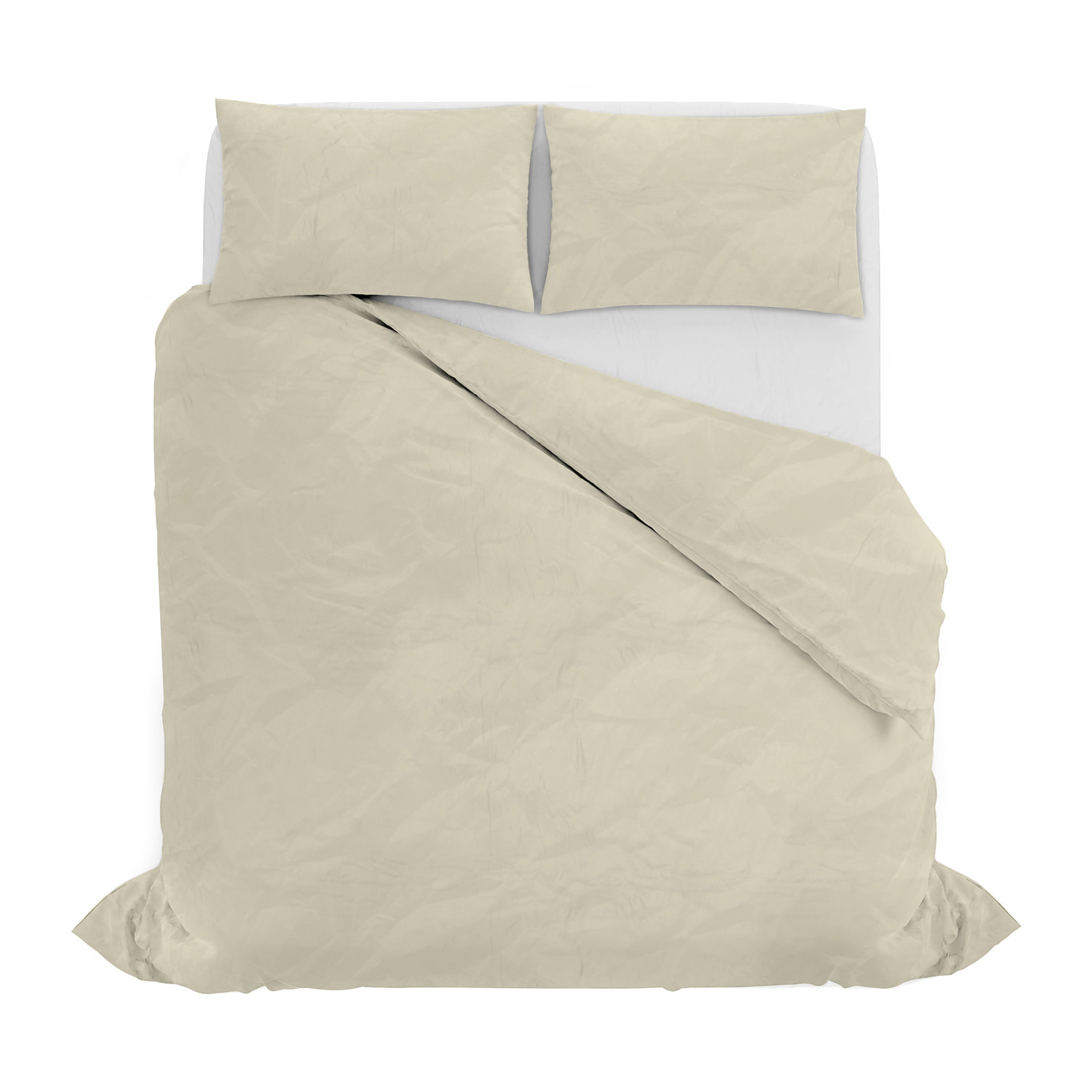 PARURE COPRIPIUMINO WATER WASHED, 100% Microfibra, No Stiro - CREMA