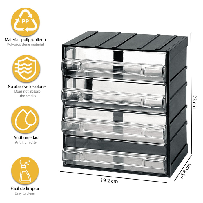 Unidad de almacenamiento modular con 4 cajones, Artplast