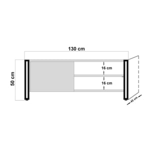 Mobile porta TV Dpetron, Credenza da soggiorno, Armadio basso per TV, Base parete attrezzata, 130x45h50 cm, Quercia e Nero