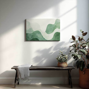 Tableau abstrait vagues vertes panoramique Toile imprimée