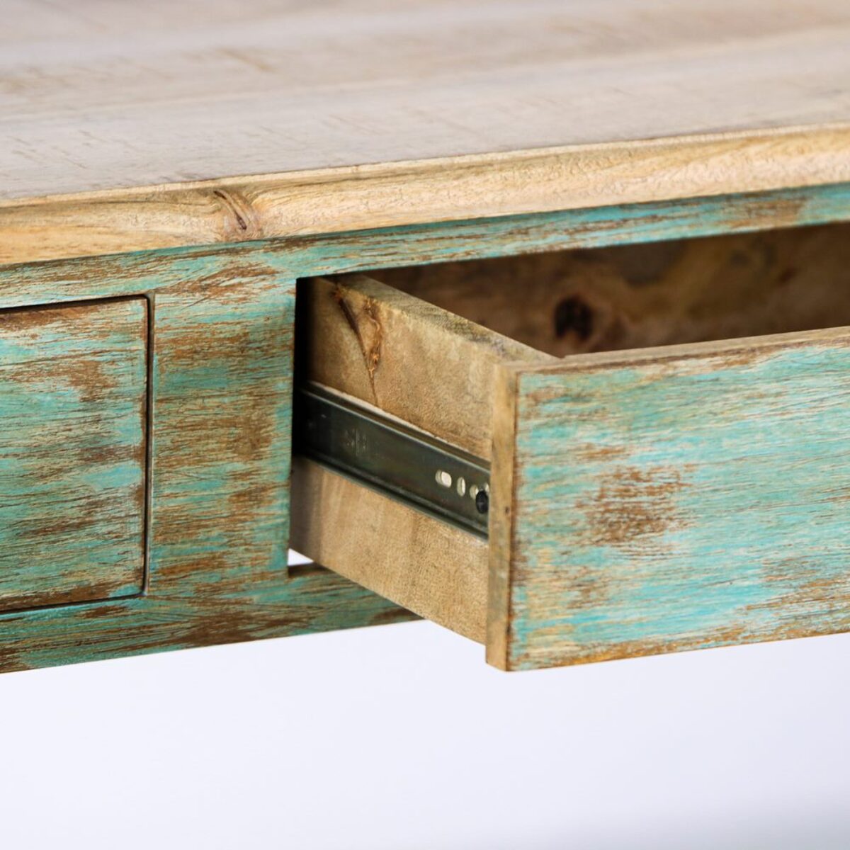 Consolle in mango con finitira azzurra 110x35x72 cm