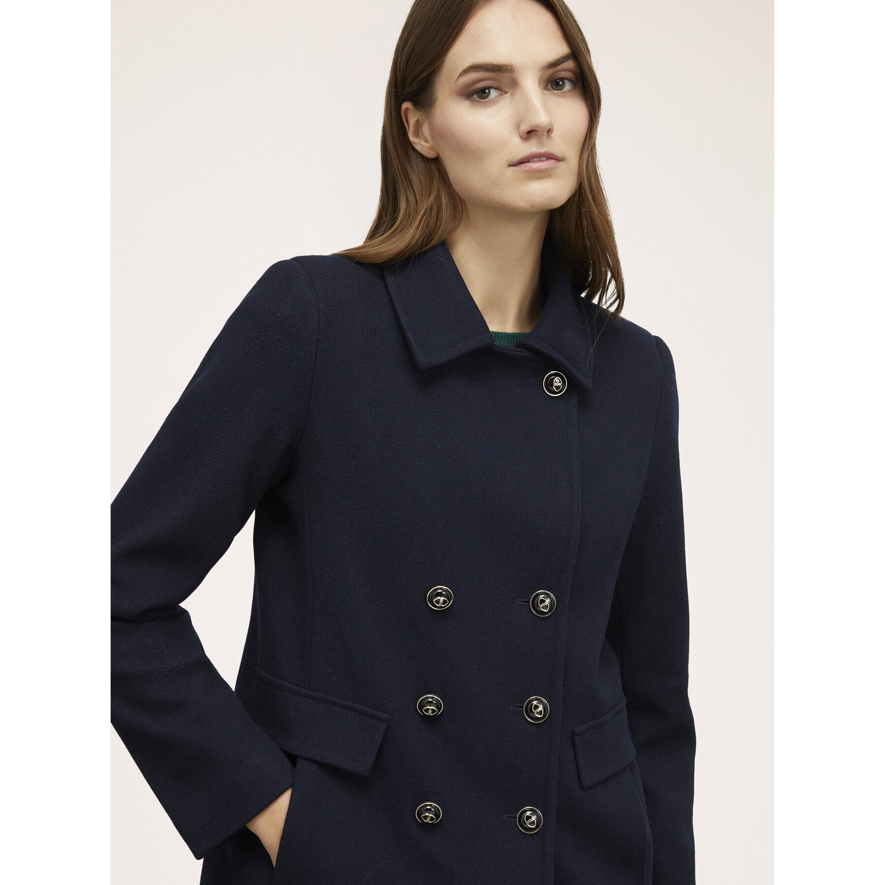 Motivi - Cappotto doppiopetto misto lana - Blu