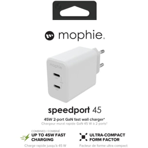 Chargeur secteur MOPHIE 45W duo Power Delivery Blanc x2 USB-C