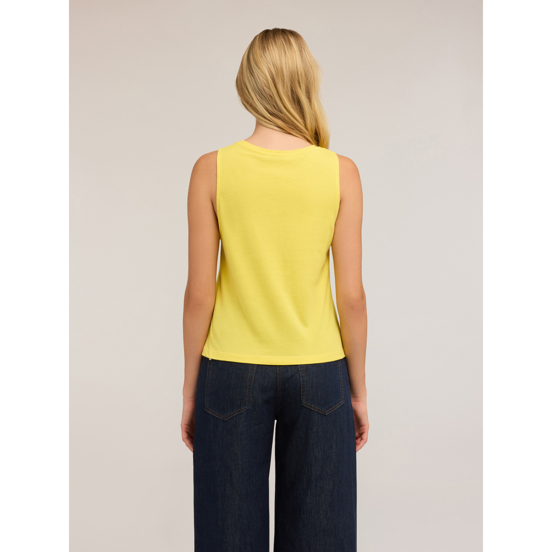 Motivi - Top de jersey con bordado de piedras - Amarillo