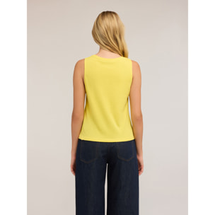 Motivi - Top de jersey con bordado de piedras - Amarillo