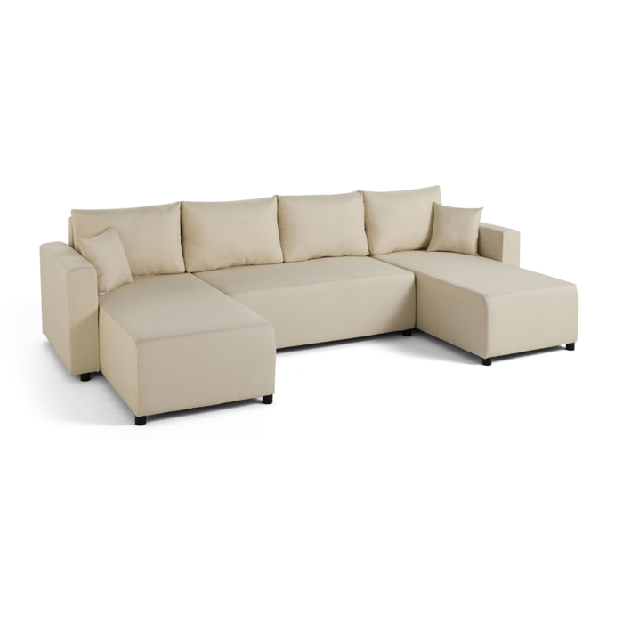Regala - canapé panoramique - 7 places - convertible avec coffre - en tissu - Beige