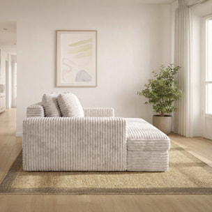 CAMELIA - Canapé 2 places en velours côtelé épais écru