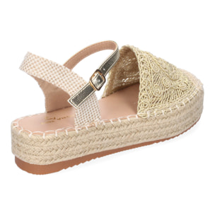 Sandalia de Plataforma para Mujer, Comoda, Forrada de Yute, Pala Cerrada y Entrelazada
