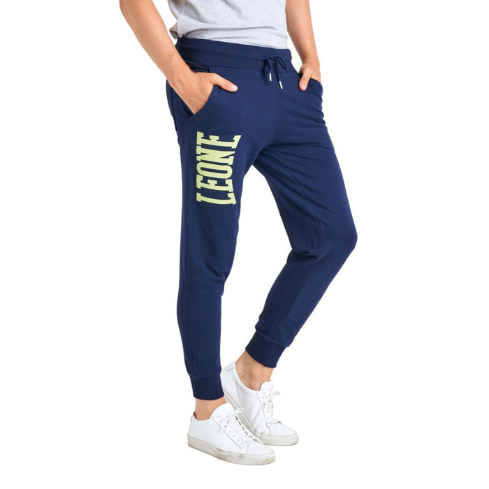 Pantalón de hombre Leone Basic con gran logo en algodón no perchado