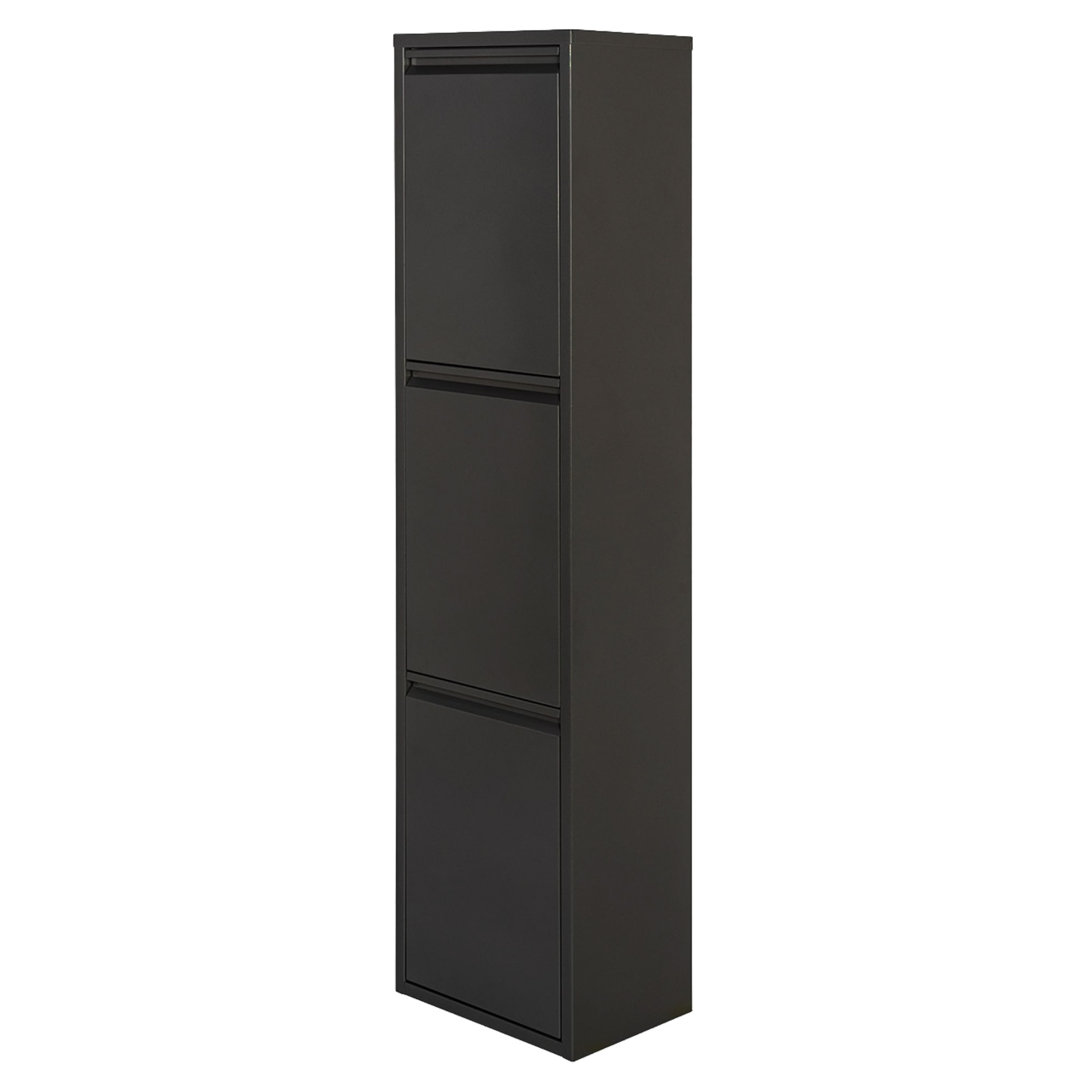 Well home - cubo de basura y reciclaje metálico de 3 compartimentos, 3x17l (51l) negro mate