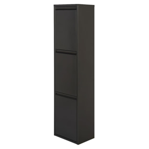 Well home - cubo de basura y reciclaje metálico de 3 compartimentos, 3x17l (51l) negro mate
