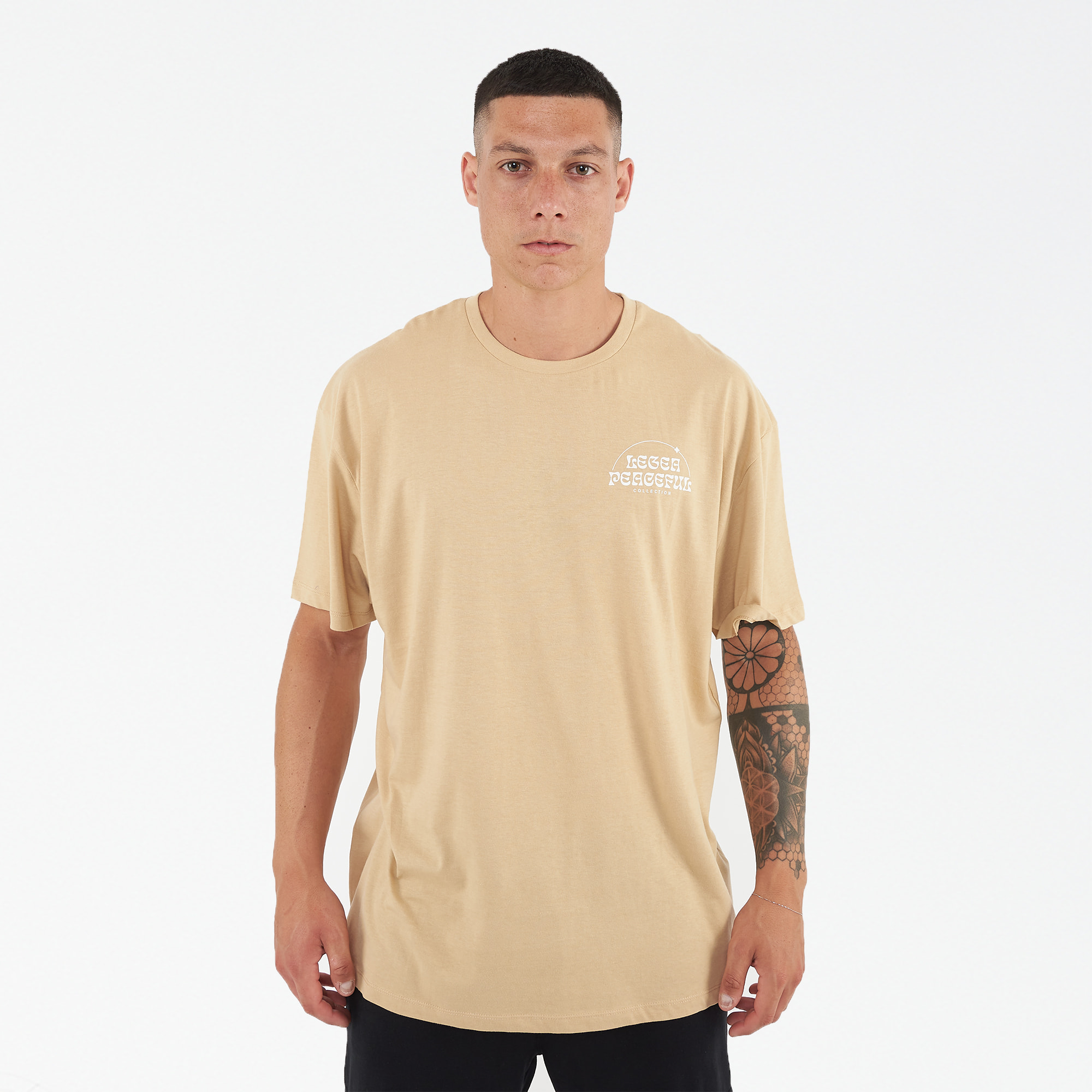 T-shirt in cotone uomo PEACEFUL beige