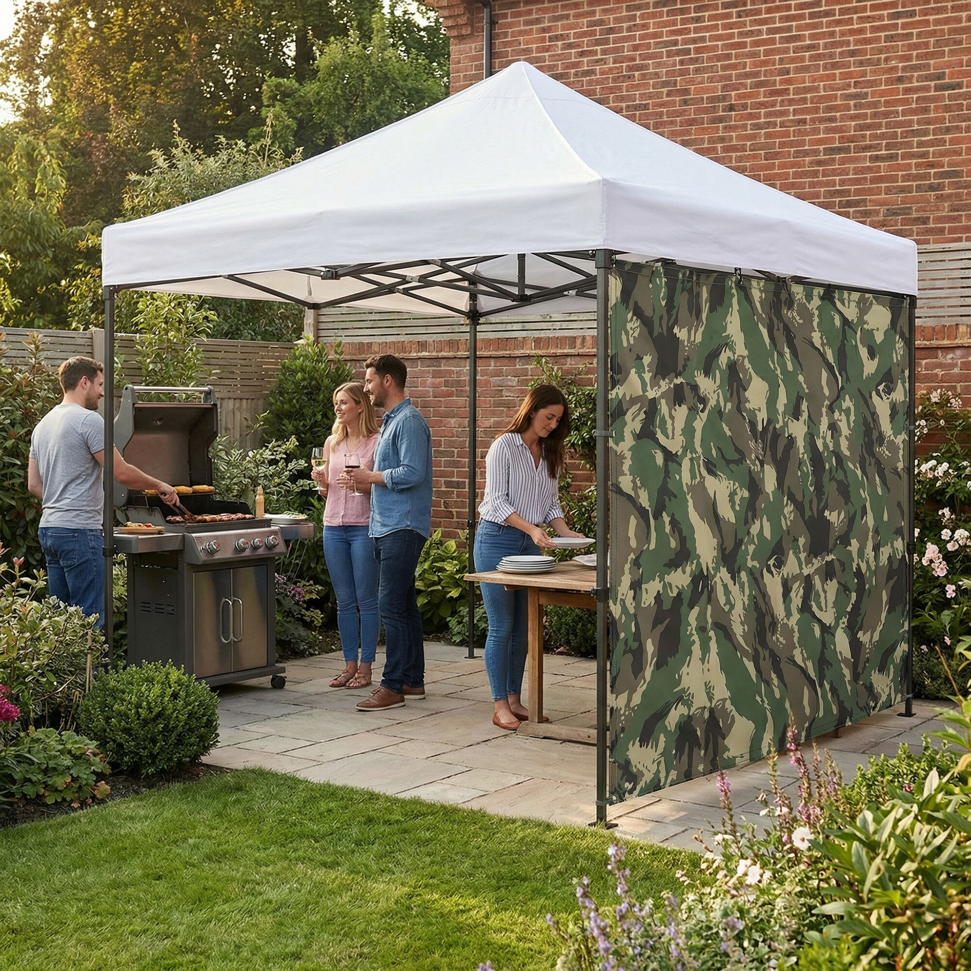 Telo Laterale per Gazebo da Giardino 300x200 cm in PVC Camouflage