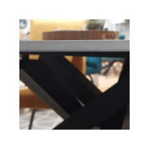 Table de repas D. 150 cm en céramique gris marbré cuivré - MARIA