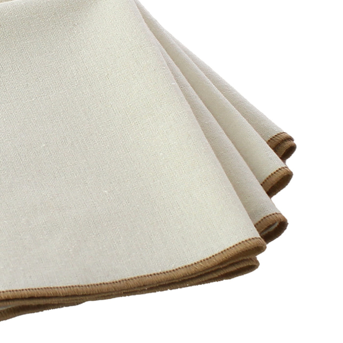 Serviette de table unie et bourdonnée - Ecru