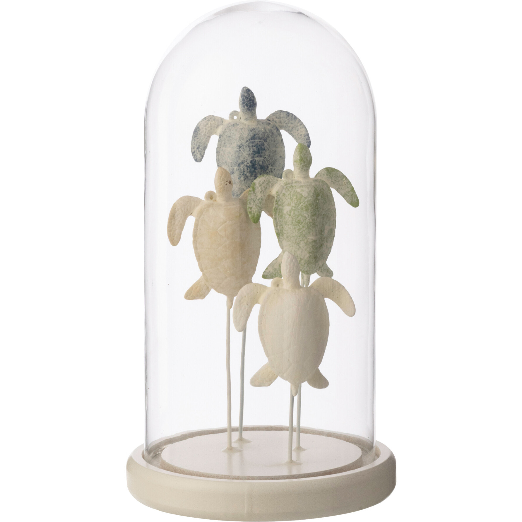 J-Line Cloche décorative Turtle - verre - blanc/bleu clair - large