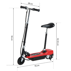 Trottinette Électrique 120 W Pliable pour Enfants de 7 à 12 Ans Hauteur de Guidon et Selle Réglable 10 Km/h Max. 2 Roues en PU Rouge