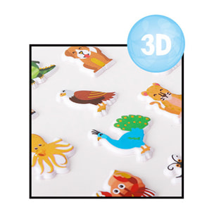 PACK 24 Uds. ADESIVI STICKERS RILIEVO DESIGN ANIMALI FELICI