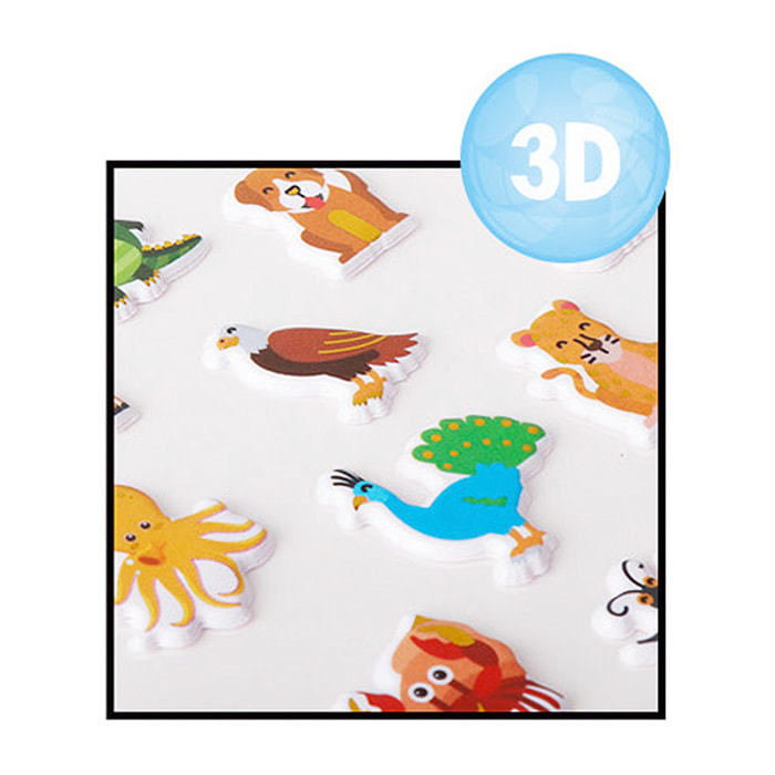 PACK 24 Uds. ADESIVI STICKERS RILIEVO DESIGN ANIMALI FELICI
