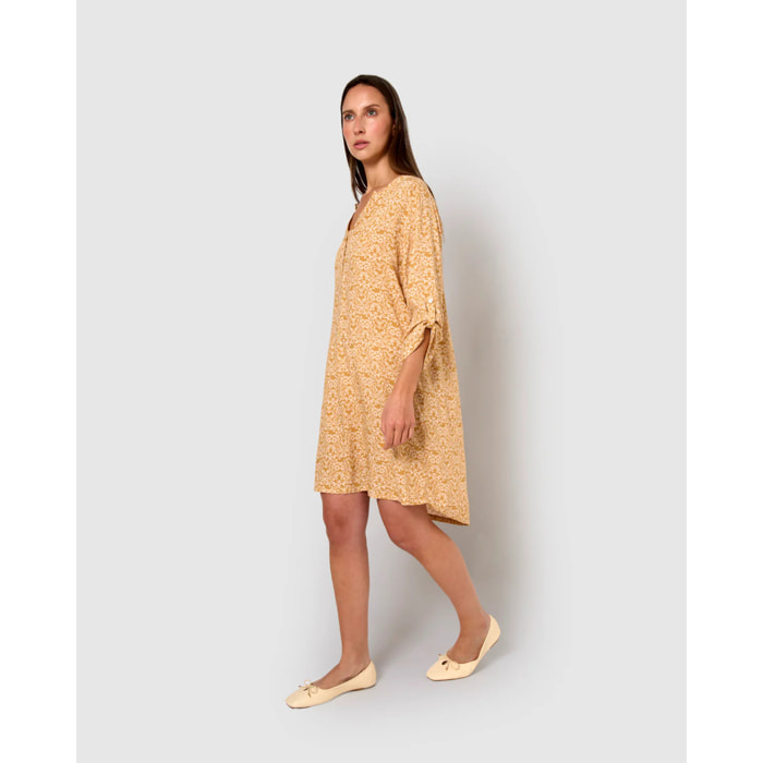Vestido viscosa emeral ocre