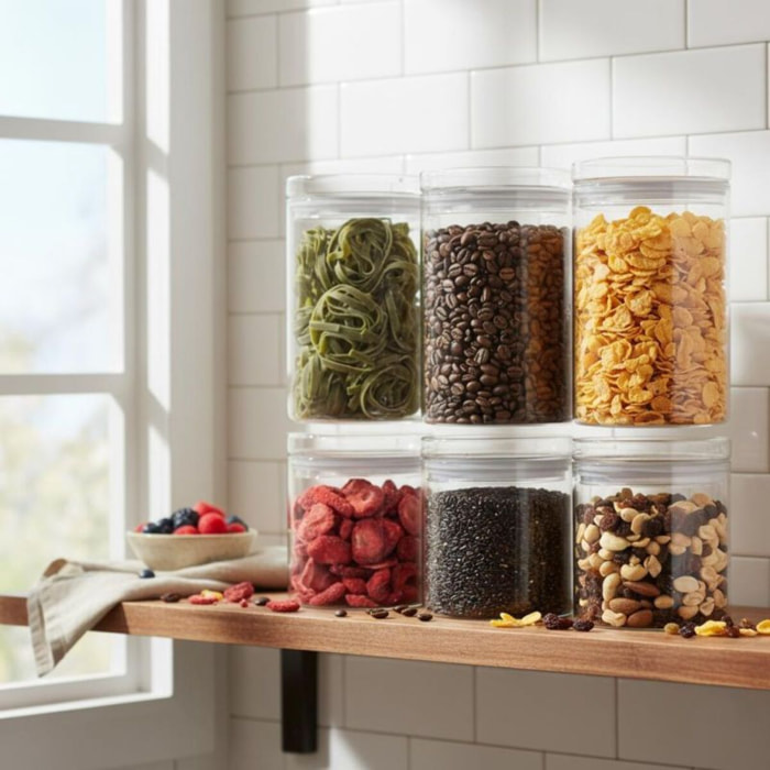 Set 6 bocaux et couvercle en verre de haute qualité Classbach C-VD4031