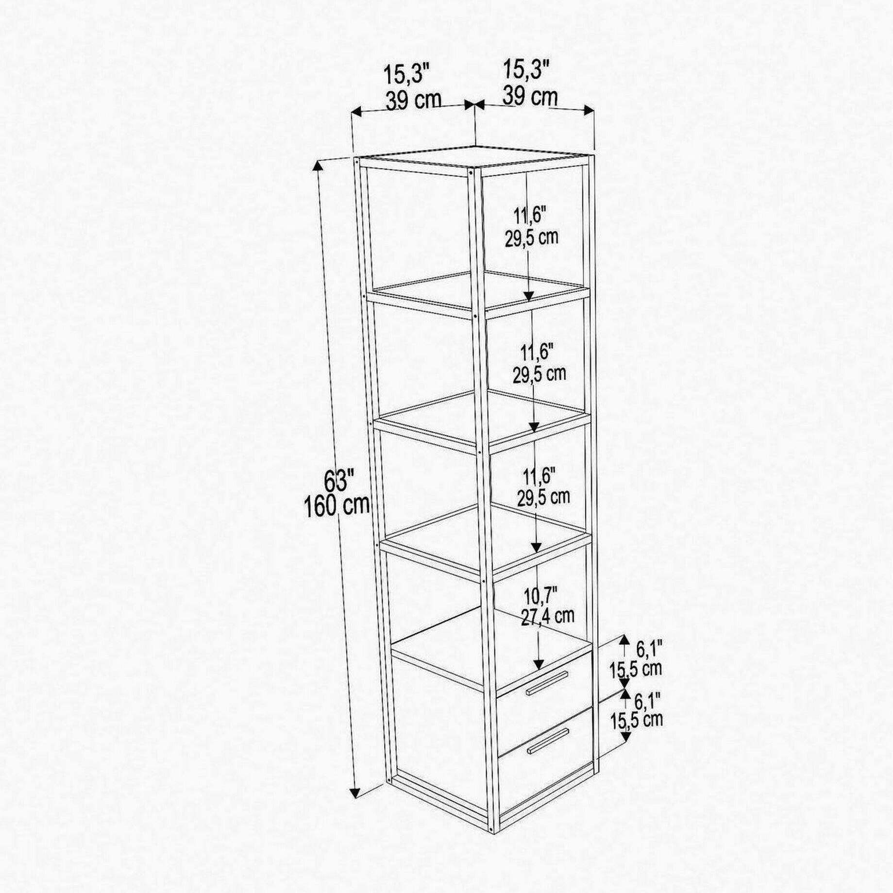 Libreria Dfogliat, Scaffale da ufficio, Mobile portalibri, Biblioteca, 39x39h169 cm, Bianco