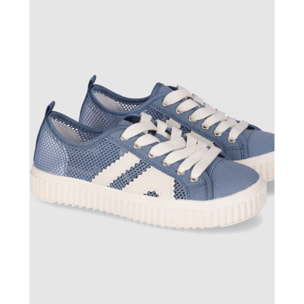 Deportivos de Tejido - Azul - Tacón: Bajo