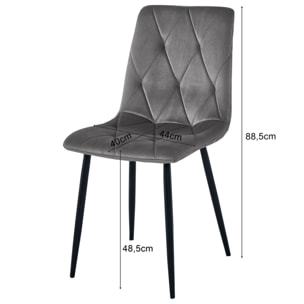 Sedia Libra in Velluto Grigio Argento con Gambe Nere