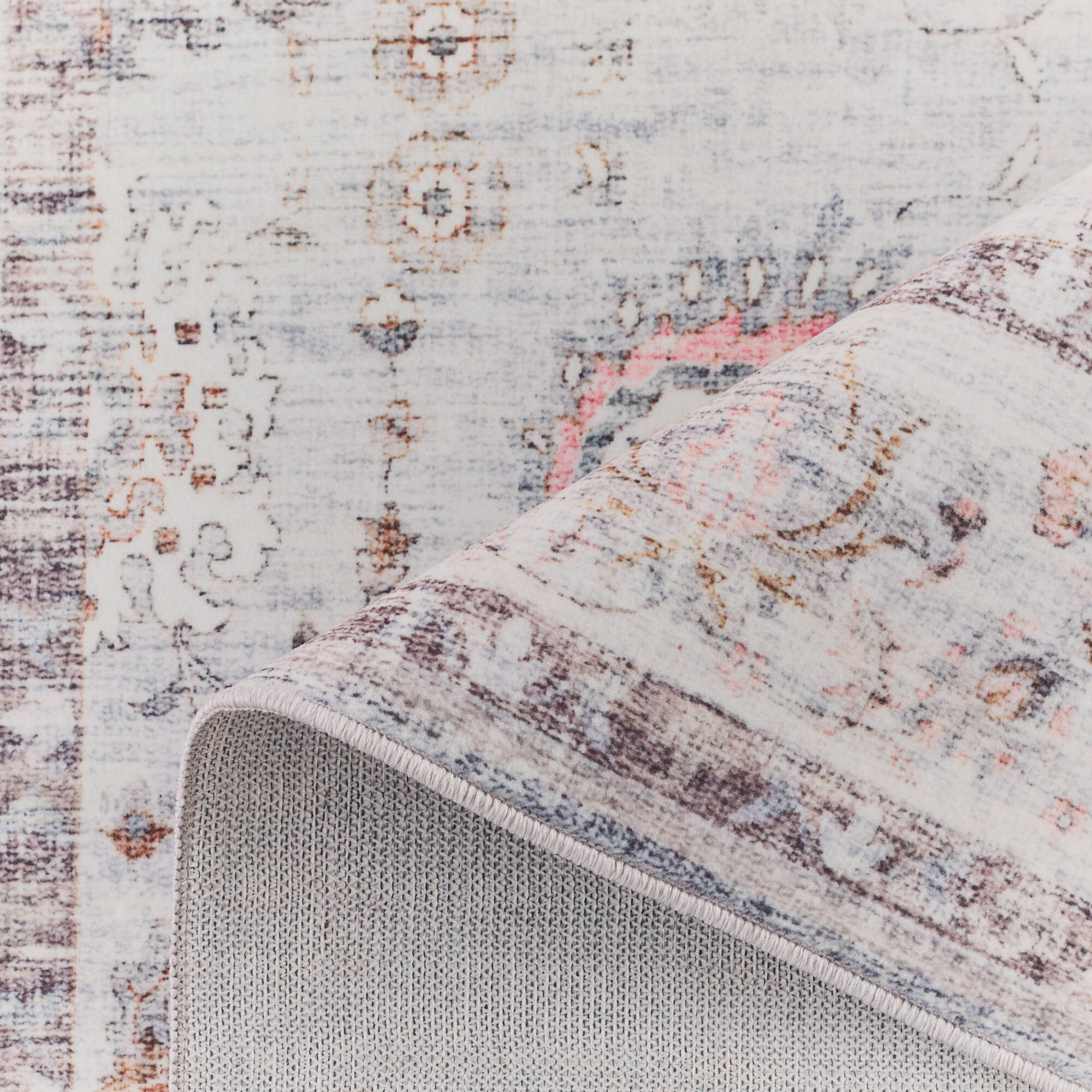 OTTOMAN - Tapis à poils courts doux à motif classique gris