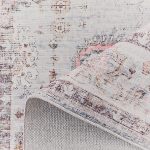 OTTOMAN - Tapis à poils courts doux à motif classique gris