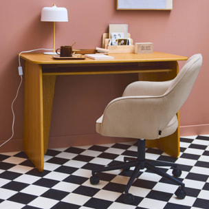 Chaise de bureau à roulettes velours côtelé beige L 60 x P 62 x H 89 / 99cm