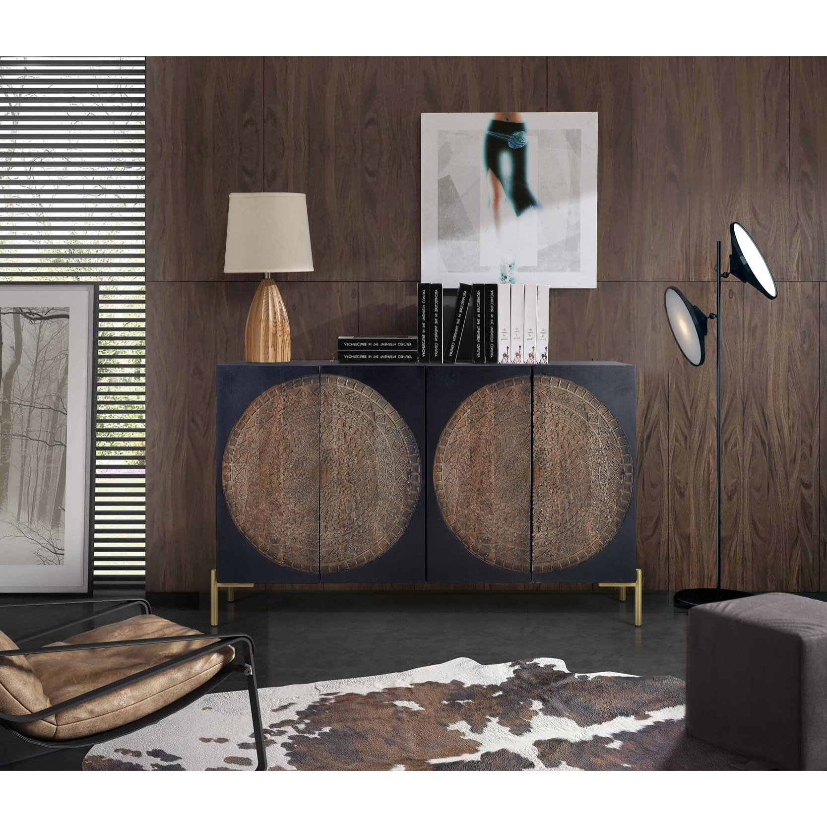 Aparador de Madera de Mango Estilo Rústico Étnico