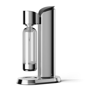 Máquina KT-201 para preparar agua con gas y bebidas carbonatadas en casa. Diseño en acero inoxidable. Incluye botella de 1L.