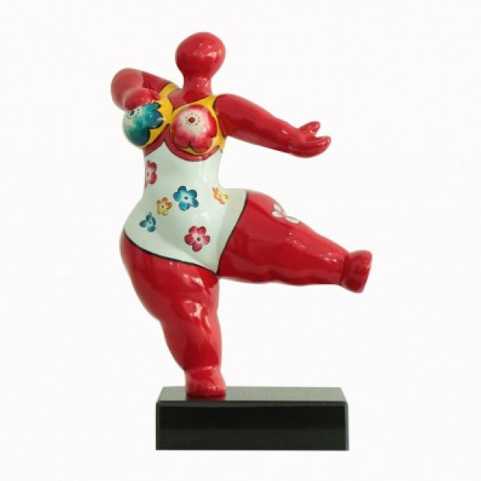 Statuette femme danseuse en résine rouge H33cm - DANCY