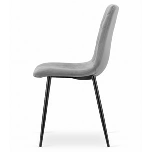 Set di 4 Sedie Turin in Velluto Grigio e Metallo