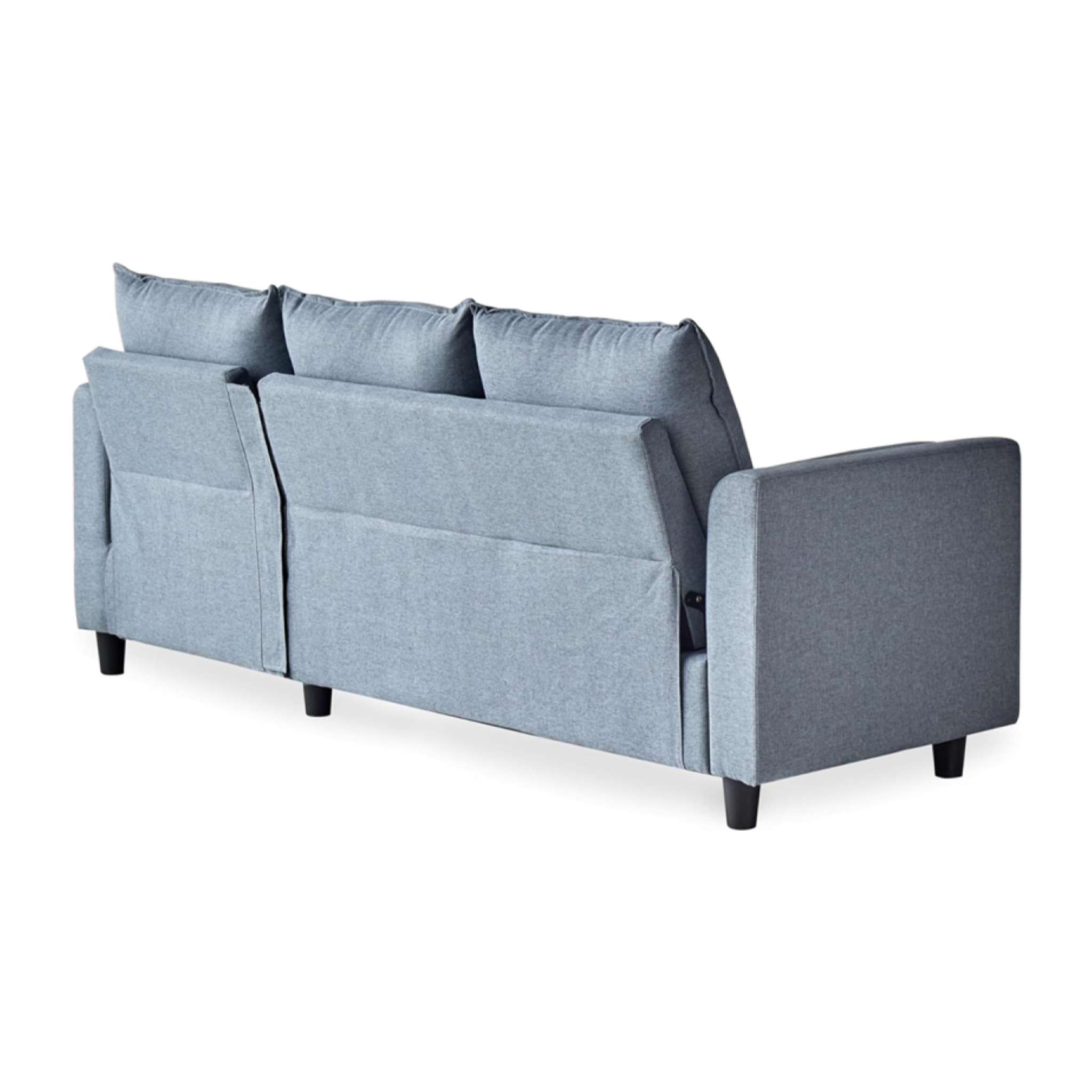 CHARLES - Canapé 3 places en tissu avec pouf gris clair