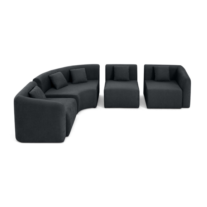 Ikare - canapé d'angle modulable réversible - 5 places - en tissu - Gris
