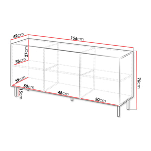 Timote - Buffet - écru - 3 portes - 156 cm - Écru