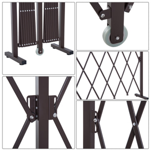 Barrière extensible rétractable barrière de sécurité avec roulette 405L x 31l x 104H cm alu métal chocolat
