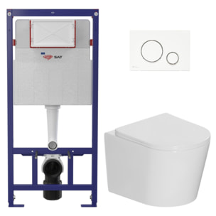 Pack WC bâti-support léger 112 cm ECO 2L Swiss Aqua Technologies + WC suspendu Ceramia + plaque blanc/chrome (STECE14WT03-FR)