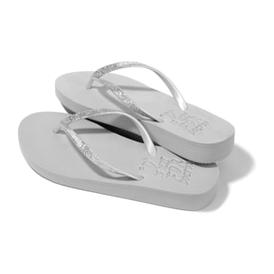 Sandalias Flip Flop Glitter en Plata D.Franklin