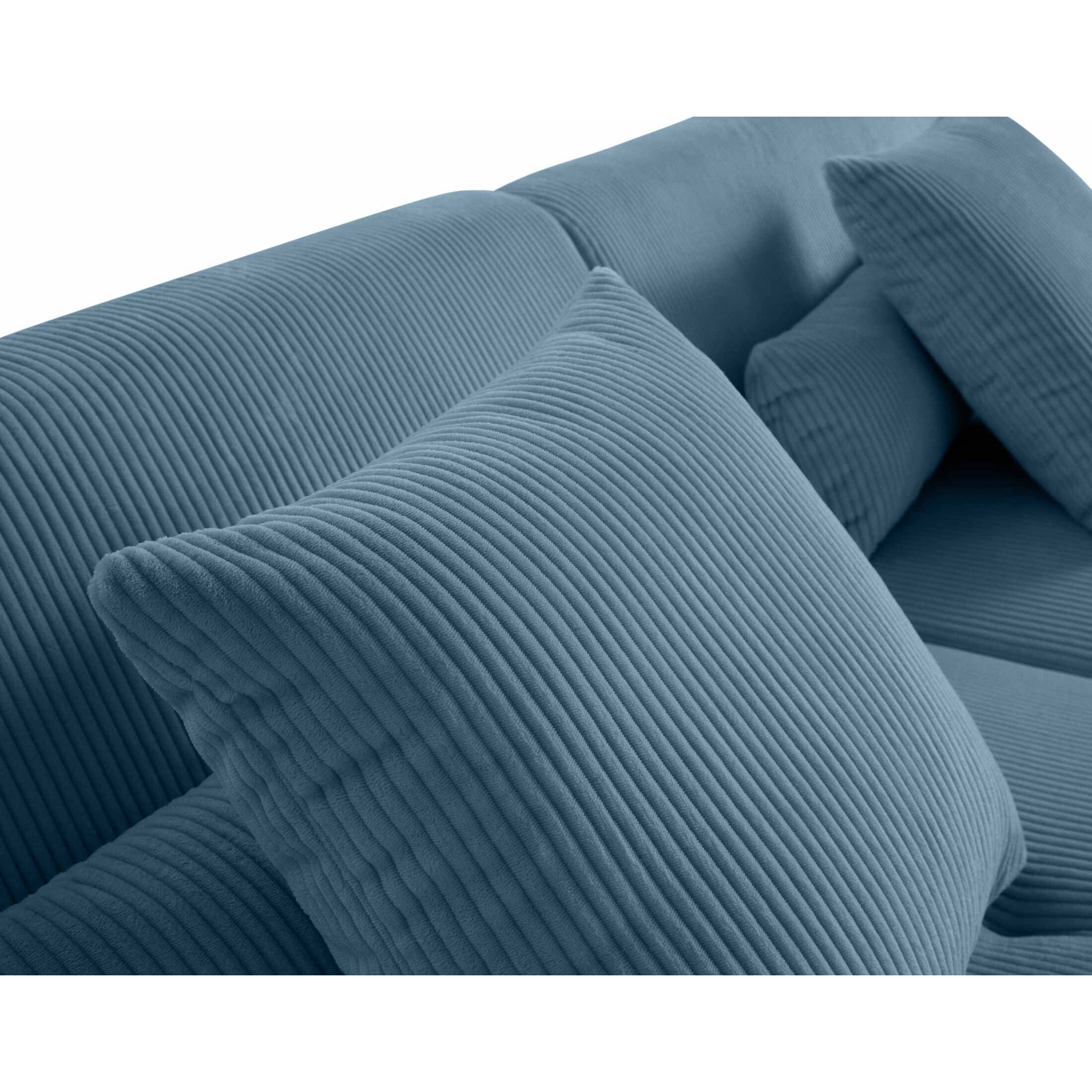 Onyx - canapé modulable d'angle gauche - 5 places - en velours côtelé - Bleu