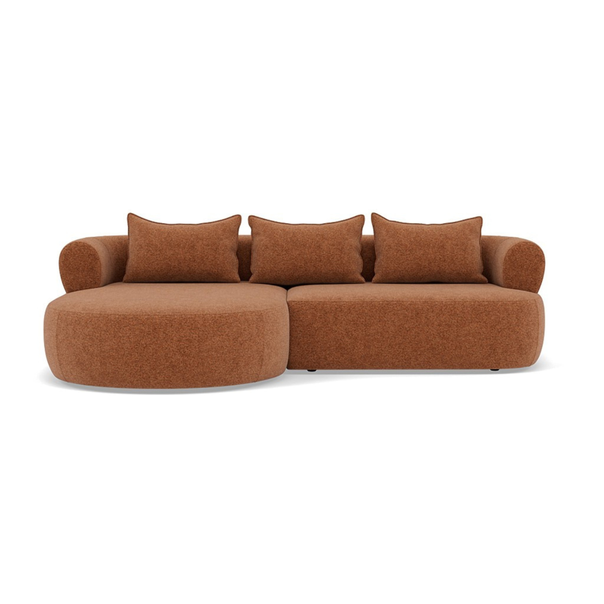 Angela - canapé d'angle gauche 4 places en velours texturé - Terracotta
